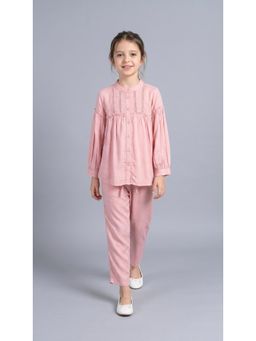 Bella Moda - Girls Solid/Plain Cotton Full Sleeves Co-Ord Set