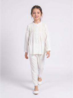 Bella Moda - Girls Solid/Plain Cotton Full Sleeves Co-Ord Set