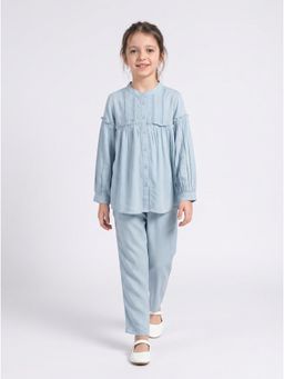 Bella Moda - Girls Solid/Plain Cotton Full Sleeves Co-Ord Set
