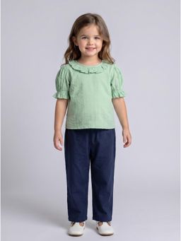 Bella Moda - Girls Solid/Plain Cotton Half Sleeves Top with Pant
