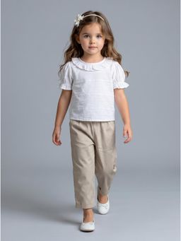 Bella Moda - Girls Solid/Plain Cotton Half Sleeves Top with Pant
