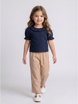 Bella Moda - Girls Solid/Plain Cotton Half Sleeves Top with Pant
