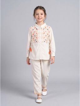 Bella Moda - Girls Embroidered Cotton Full Sleeves Co-Ord Set