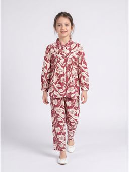 Bella Moda - Girls Floral Cotton Full Sleeves Co-Ord Set