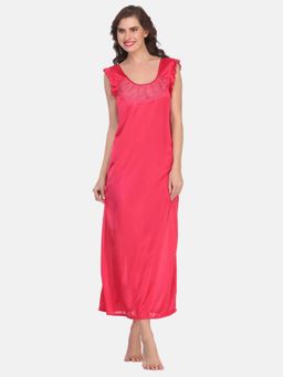 Clovia - Satin Nightie In Hot Pink