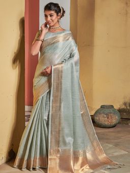 Odette - Maheshwari Silk Green Women Soothing Saree with Unstitched Blouse
