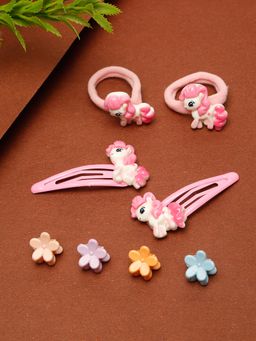 Stol'N - Pink Unicorn & Floral Rubber Bands & Hair Clips (2-6 Years)