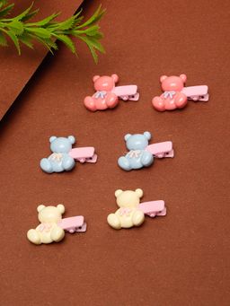 Stol'N - Multi-Color Teddy Designed Hair Clips (Pack of 6) (2-6 Years)