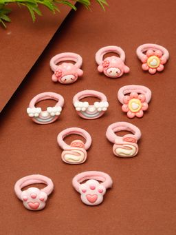 Stol'N - Pink Floral & Teddy Designed Rubber Bands (Pack of 10) (2-6 Years)