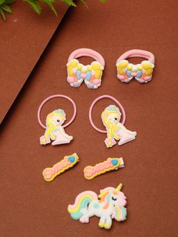 Stol'N - Pink Unicorn Designed Hair Clips & Rubber Bands (2-6 Years)