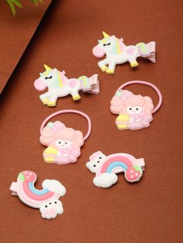Stol'N - Pink Unicorn Rainbow Designed Rubber Bands and Hair Clips (2-6 Years)