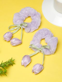Stol'N - Purple Velvet Rose Applique Scrunchies (Pack of 2) (2-6 Years)