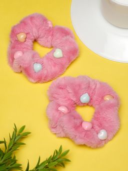 Stol'N - Dark Pink Velvet Bead Scrunchies (Pack of 2) (2-6 Years)