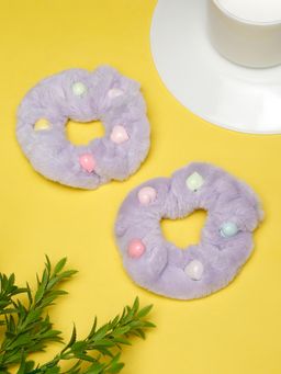 Stol'N - Purple Velvet Bead Scrunchies (Pack of 2) (2-6 Years)