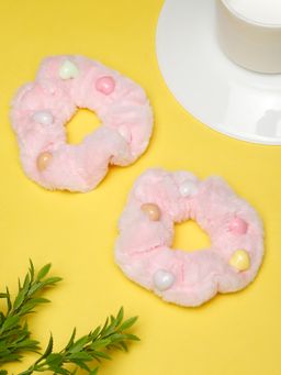 Stol'N - Pink Velvet Bead Scrunchies (Pack of 2) (2-6 Years)