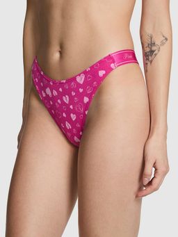 Victoria's Secret - PINK Logo Cotton Shine High Leg Thong Panty