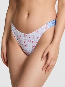 Victoria's Secret - PINK Logo Cotton Shine High Leg Thong Panty