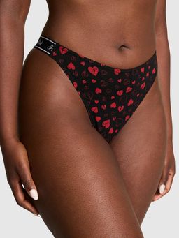 Victoria's Secret - PINK Logo Cotton Shine High Leg Thong Panty