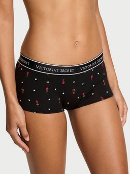 Victoria's Secret - Black Cotton Logo Cotton Boyshort Panty