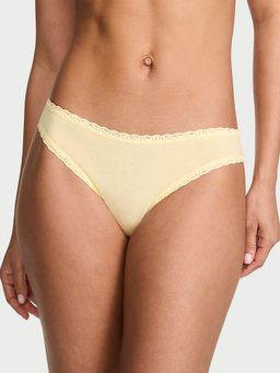 Victoria's Secret - Yellow Lace Trim Cotton Lace Waist Bikini Panty