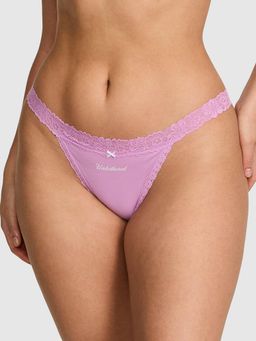 Victoria's Secret - Purple PINK Cotton Lace Trim Bikini Panty