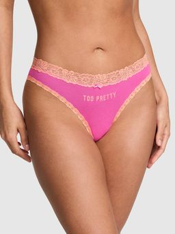 Victoria's Secret - PINK Cotton Lace Trim Cheeky Panty