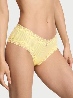 Victoria's Secret - Lace Trim Cotton Shadow Stripe Lace Waist Cheeky Panty
