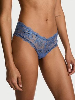 Victoria's Secret - Blue Very Sexy Denim Rose Lace High Leg Cheeky Panty
