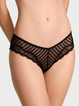 Victoria's Secret - Black Tease Sheer Stripe High Leg Cheeky Panty