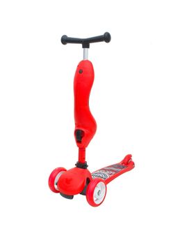BAYBEE - Red Wheel Folding Kick Kids Scotty Scooter Tricycle Indoor & Outdoor Brake-Led