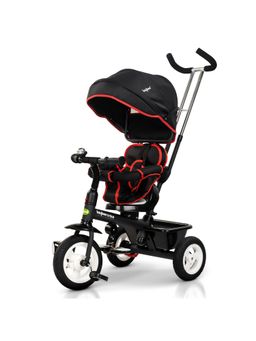 BAYBEE - Black Smart Tricycle with Parental Push Handle 360Degree Rotatable Seat & Canopy