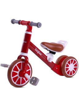 BAYBEE - Red Self-Balancing Trike Bike Tricycle for with Balance Bike Mode Pedals