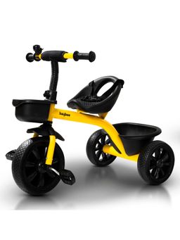 BAYBEE - Yellow Smart Plug & Play Kids Cycle with Eva Wheels, Bell, Storage Baskets