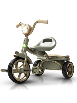 BAYBEE - Dark Green Smart Plug & Play Kid Cycle with Led Light Storage Baskets Foldable