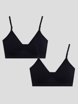 Sillysally - Black Triangle Padded Bralette (Pack of 2)