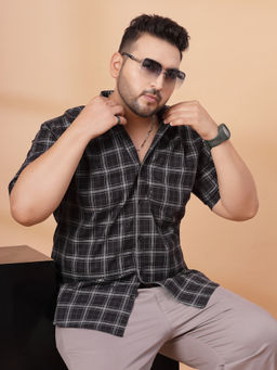 RIGO - Men Black Classic Checks Cotton Shirt