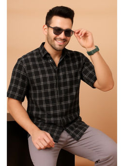 RIGO - Men Black Classic Checks Cotton Shirt