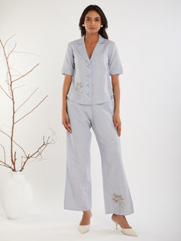 SHAABA CLOTHING - Lavender Solid Cotton Linen Co- Ord (Set of 2)