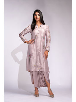 Shruti S - Lavender Embroidered Kurta with Dhoti Pant (Set of 2)