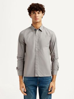 Levi's - Grey Cotton Full Sleeves Shirt