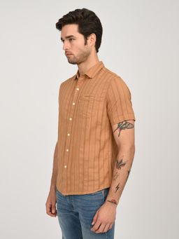 Levi's - Brown Cotton Half Sleeves Shirt