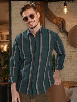 Bene Kleed - Green Cotton Blend Full Sleeves Shirt