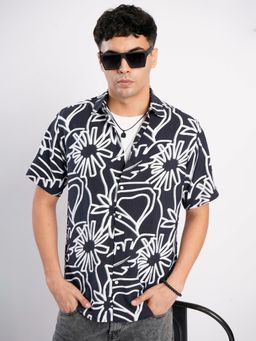 Bene Kleed - Navy Blue Cotton Blend Half Sleeves Shirt