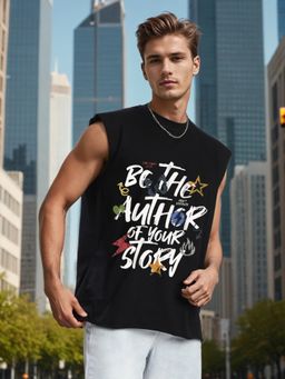 Bene Kleed - Black Cotton Sleeveless T-Shirt