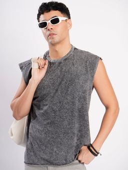 Bene Kleed - Grey Cotton Sleeveless T-Shirt