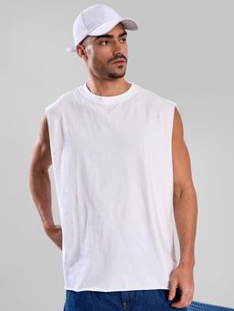 Bene Kleed - White Cotton Sleeveless T-Shirt
