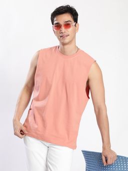 Bene Kleed - Peach Cotton Sleeveless T-Shirt