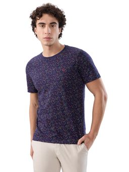 ColorPlus - Blue Pure Cotton Half Sleeves T-Shirt