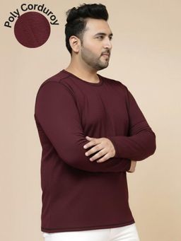 RIGO - Maroon Polyester Full Sleeves T-Shirt