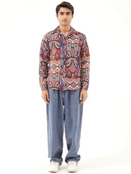 CLAZZEY - Multi-Color Polycotton Full Sleeves Shacket